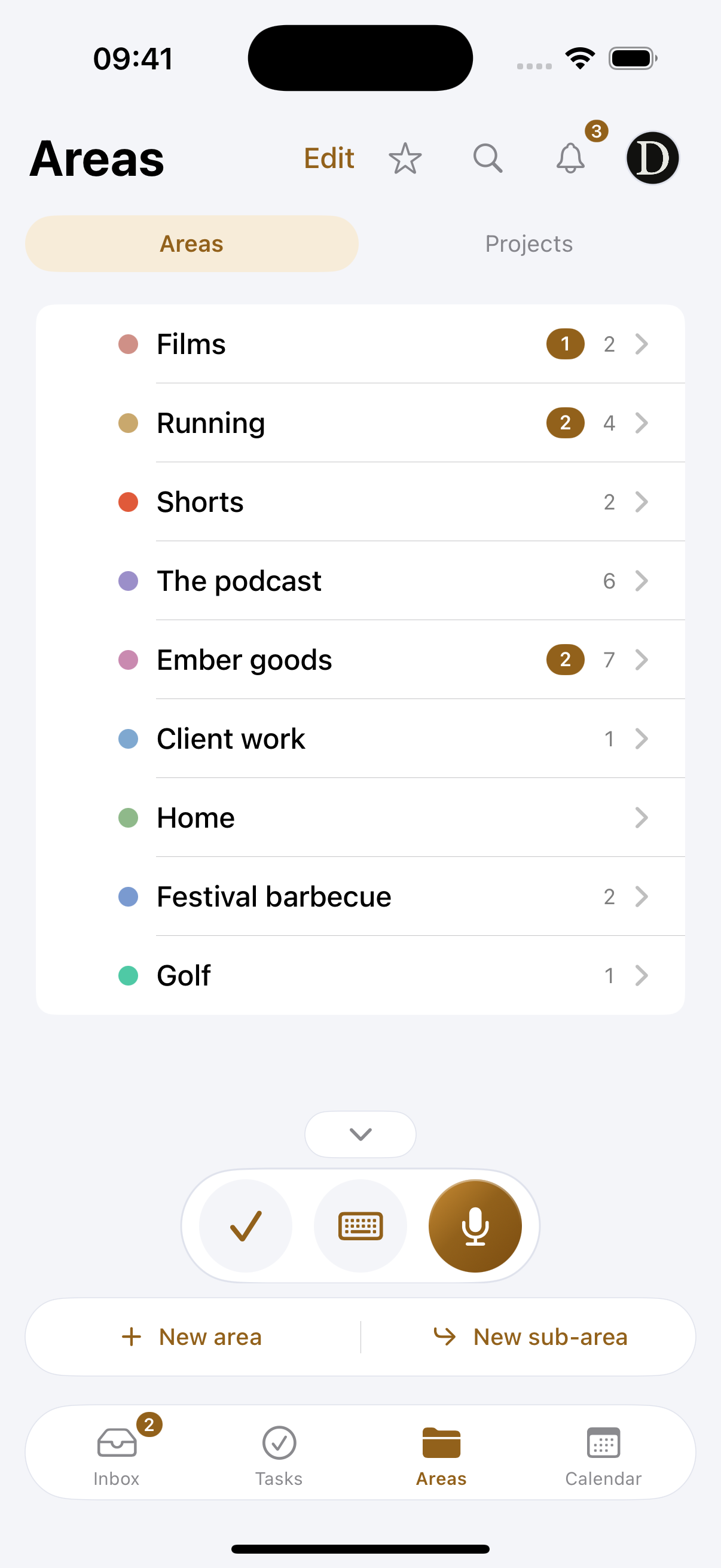 Areas in the native app